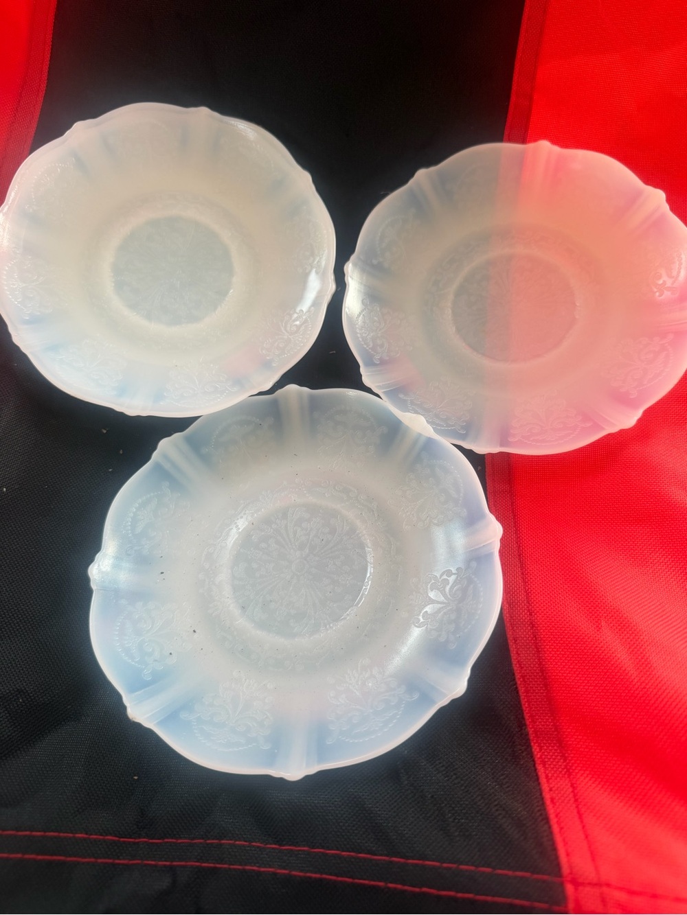 Set of 3 Opalescent Glass Dessert Plates